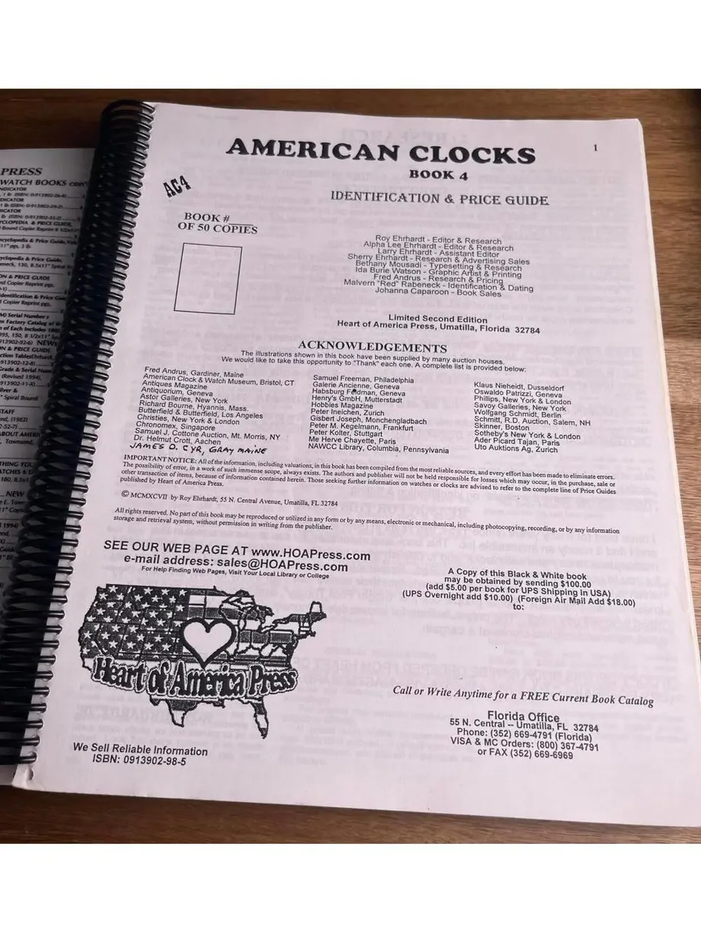 American Clock Book 4 - Identification & Price Guide - Second Edition Feb 1, 199